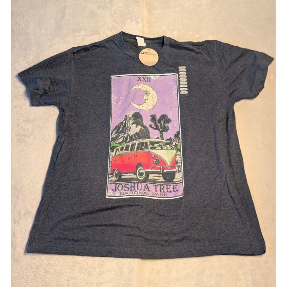 NWT Joshua Tree National Park T Shirt XL VW Bus Moon Tarot Graphic Tee Navy
